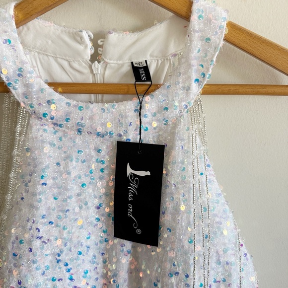 Miss Ord white sequin beaded sleeveless dress NWT size 1X - Picture 4 of 8